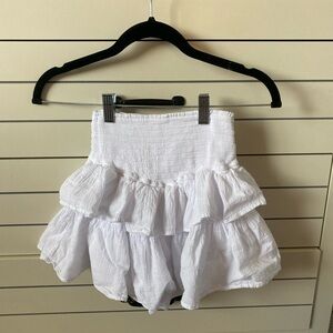 White mini ruffle skirt